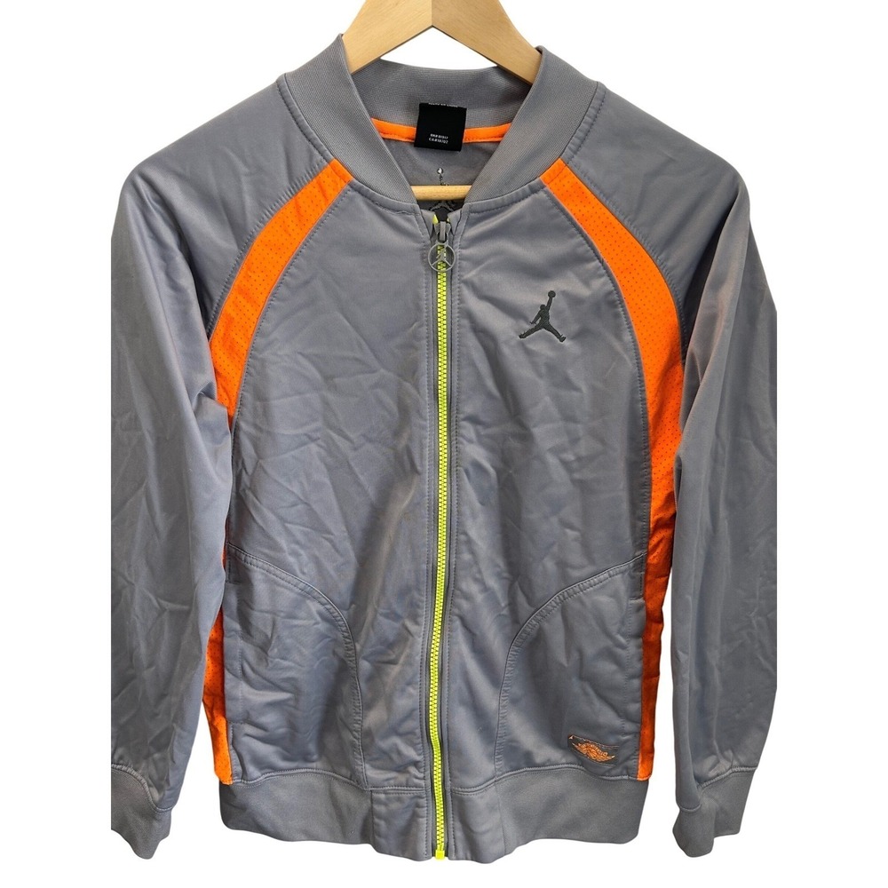 Nike Air Jordan Retro Wings Track Jacket Size Youth 14 XL Gray Orange Full Zip